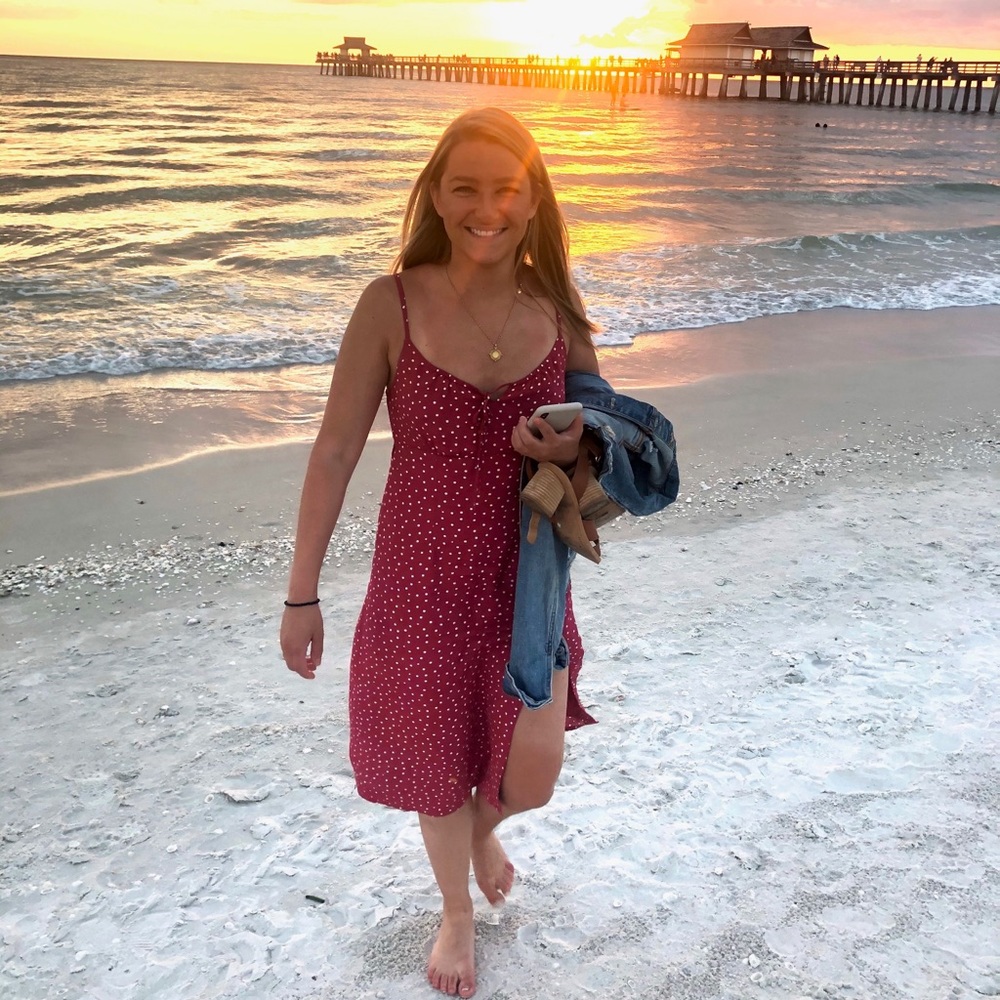 Abercrombie Red and White Polka Dot MIDI Dress